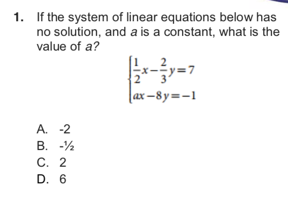 Which Linear Equation Has No Solution