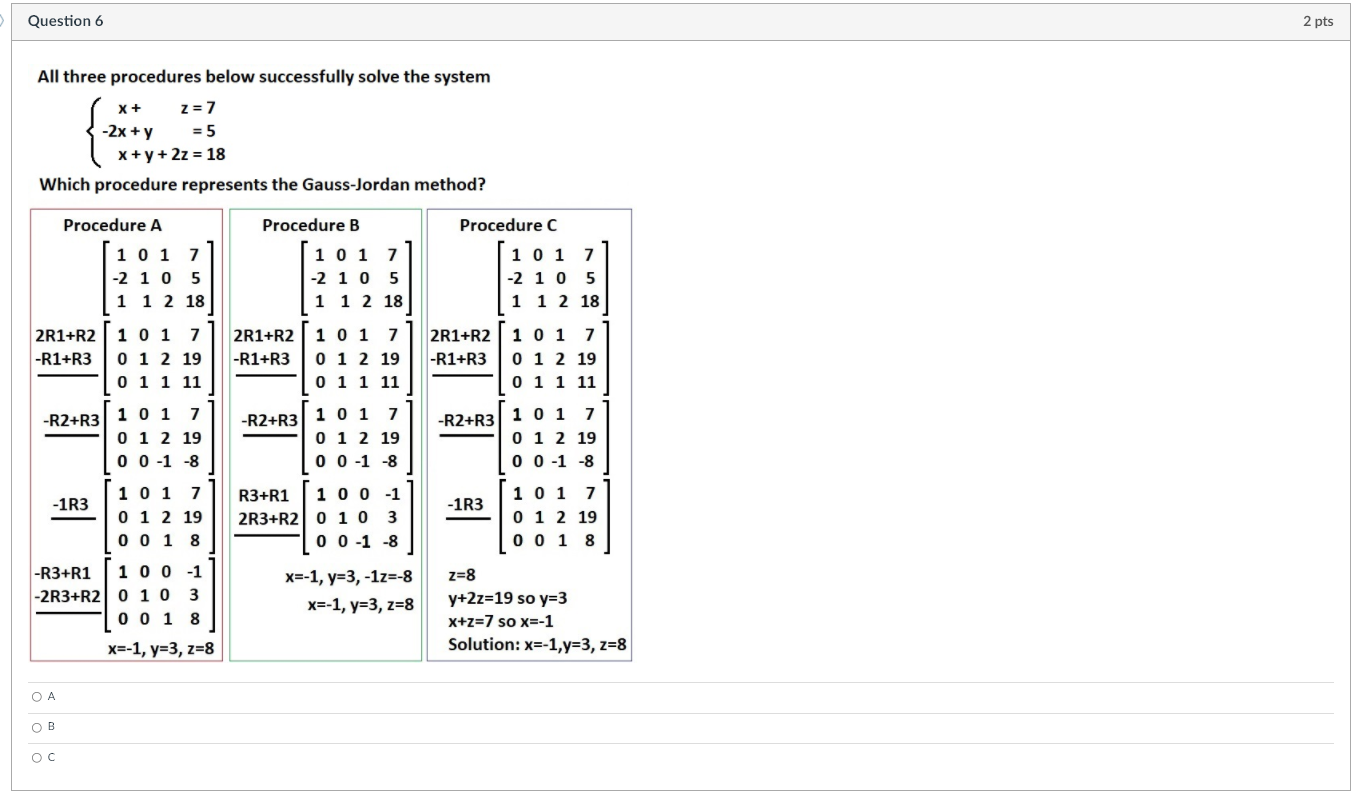 Solved Question 6 2 pts All three procedures below | Chegg.com