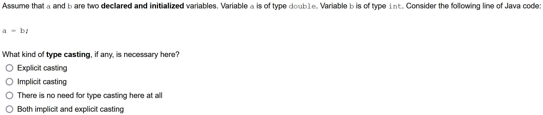 Solved Assume that a and b are two declared and initialized | Chegg.com