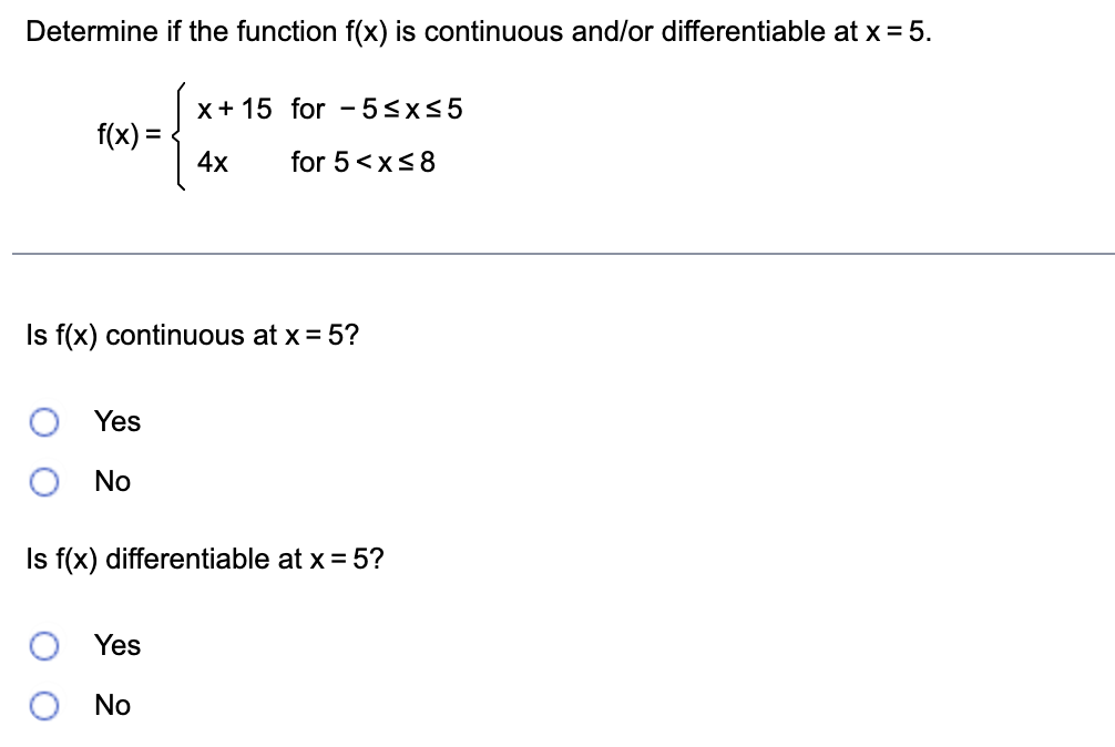 Solved Determine if the function f(x) is continuous and/or | Chegg.com