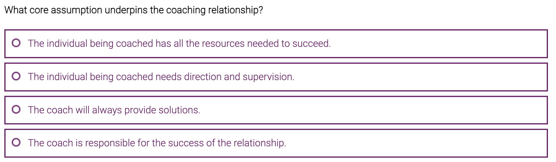 The Core Assumption Underpinning the Coaching Relationship