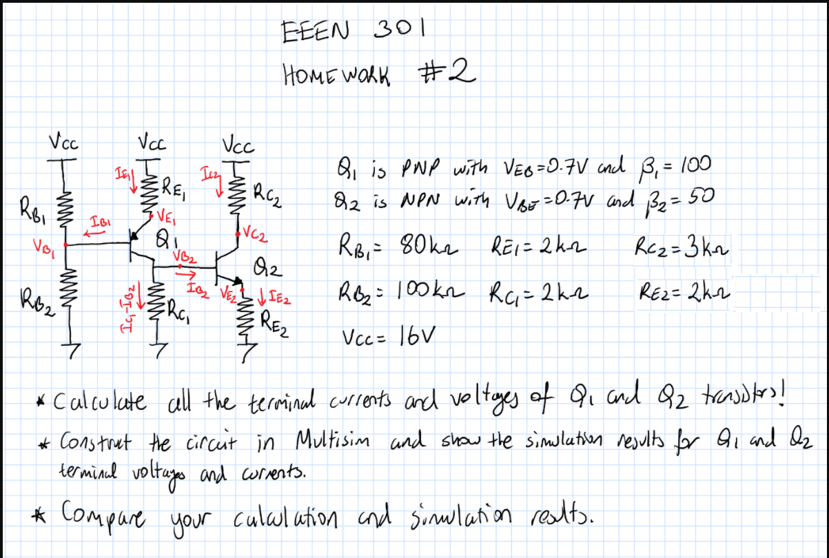 Solved Eeen 301 Home Work 2 Vcc Vcc T I Vcc Izle Rc2 So Chegg Com