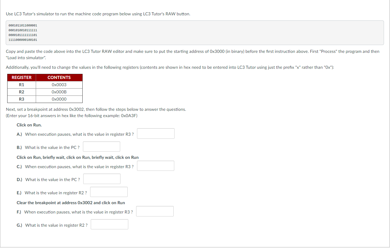 Table of LC3 Instructions OPERATION 15 14 13 12 11