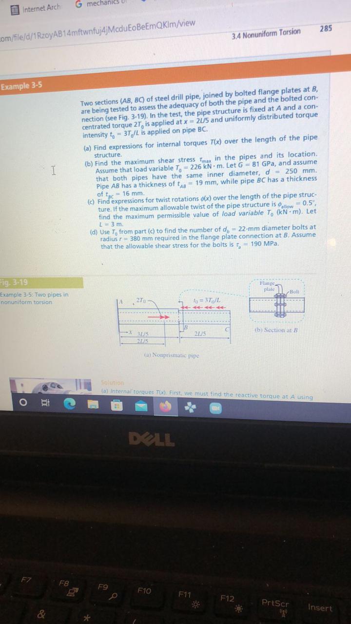 Solved Two sections (AB, BC) of steel drill pipe, joined by | Chegg.com