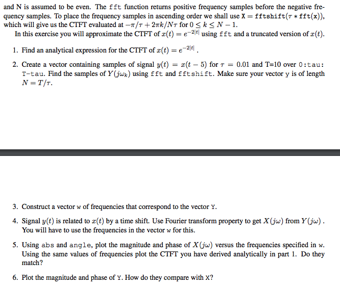 Solved and N is assumed to be even. The fft function returns | Chegg.com
