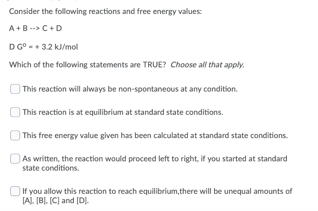 Solved Consider the following reactions and free energy | Chegg.com