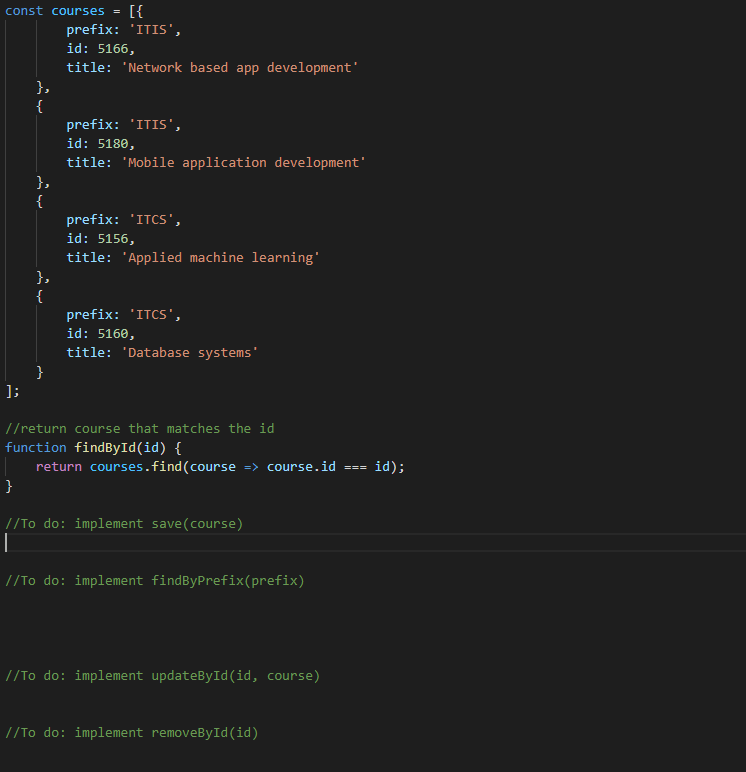 Solved Complete the following functions save(course): add | Chegg.com