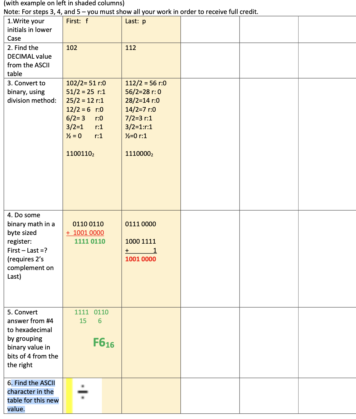 Solved (with Example On Left In Shaded Columns) Note: For | Chegg.com