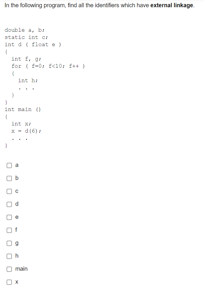 Solved In the following program, find all the identifiers | Chegg.com