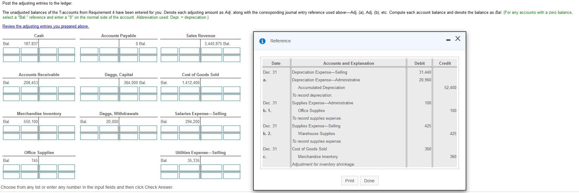 Solved Post the adjusting entries to the ledger. The | Chegg.com