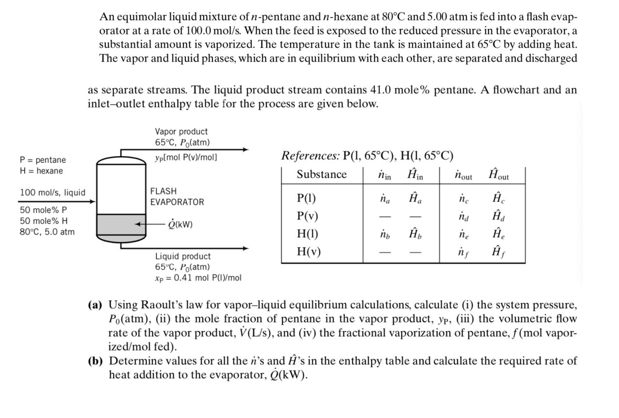 Solved An Equimolar Liquid Mixture Of N Pentane And N Hexane