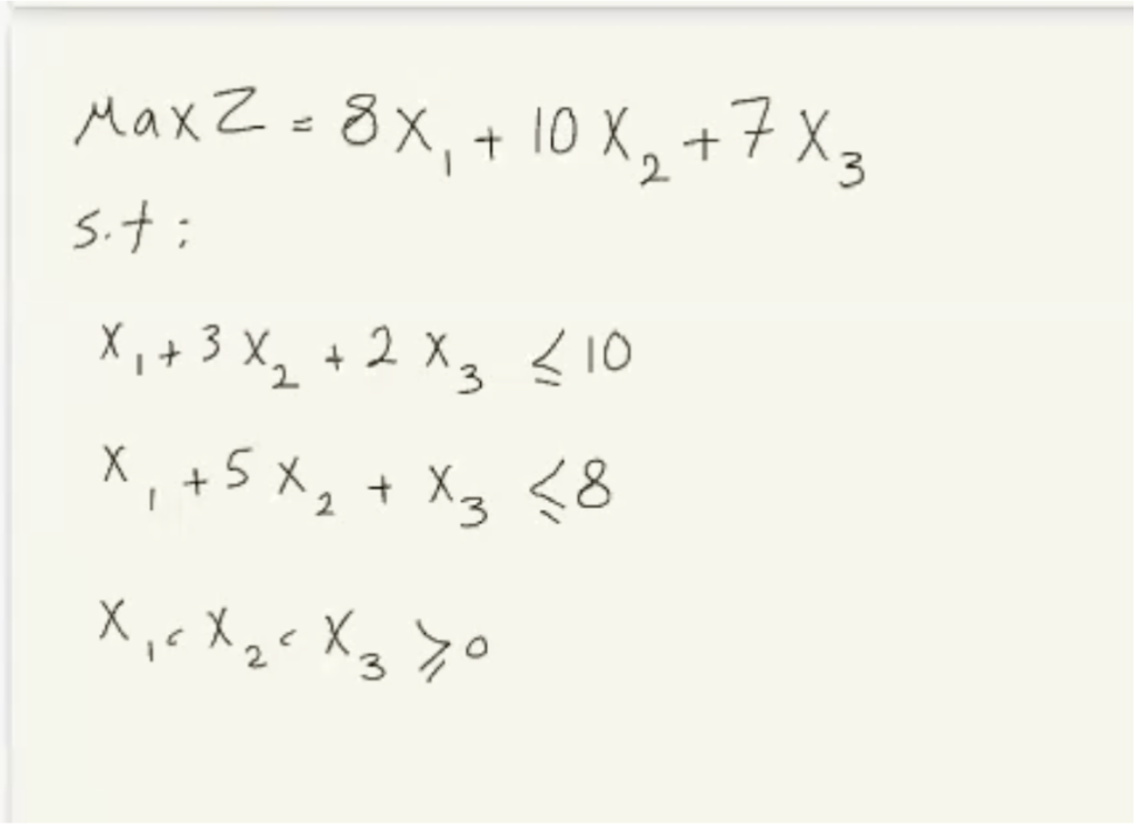 MaxZ=8x1+10x2+7x3 s.t: x1+3x2+2x3⩽10x1+5x2+x3⩽8x1 | Chegg.com