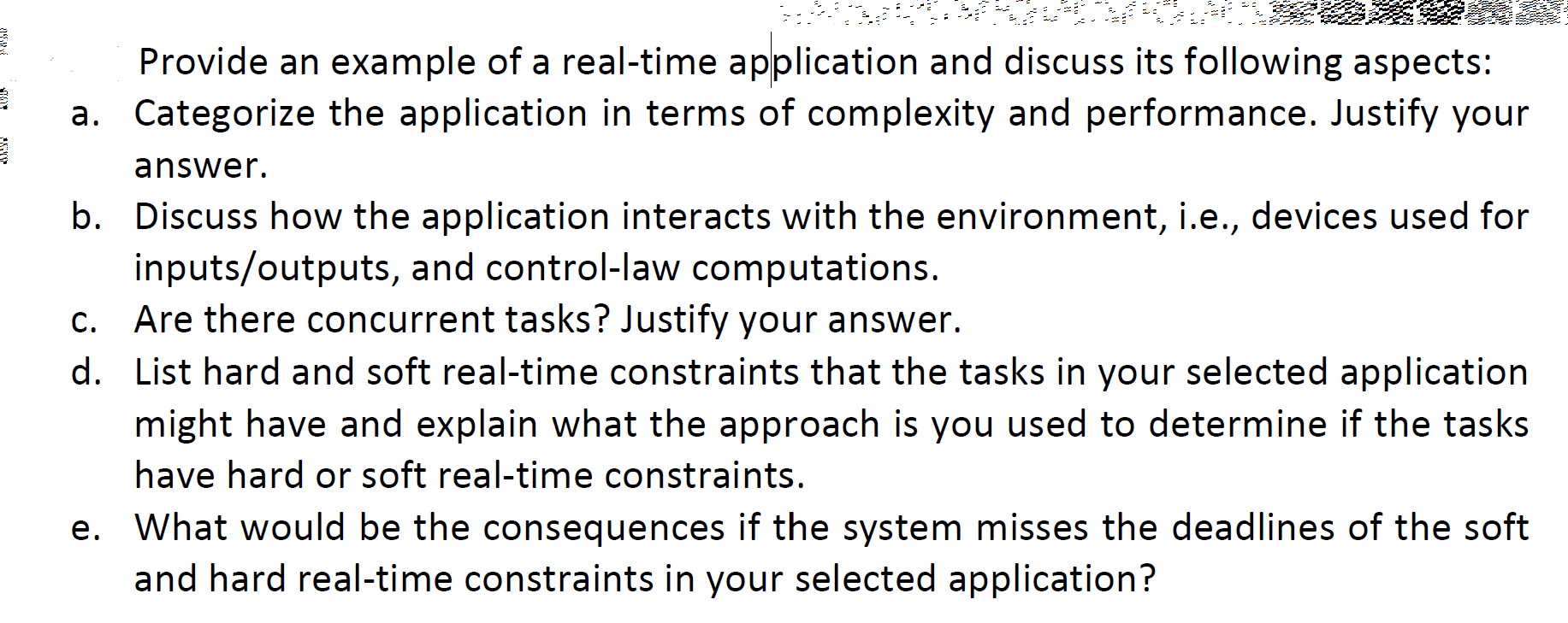 Solved Provide an example of a real-time application and | Chegg.com