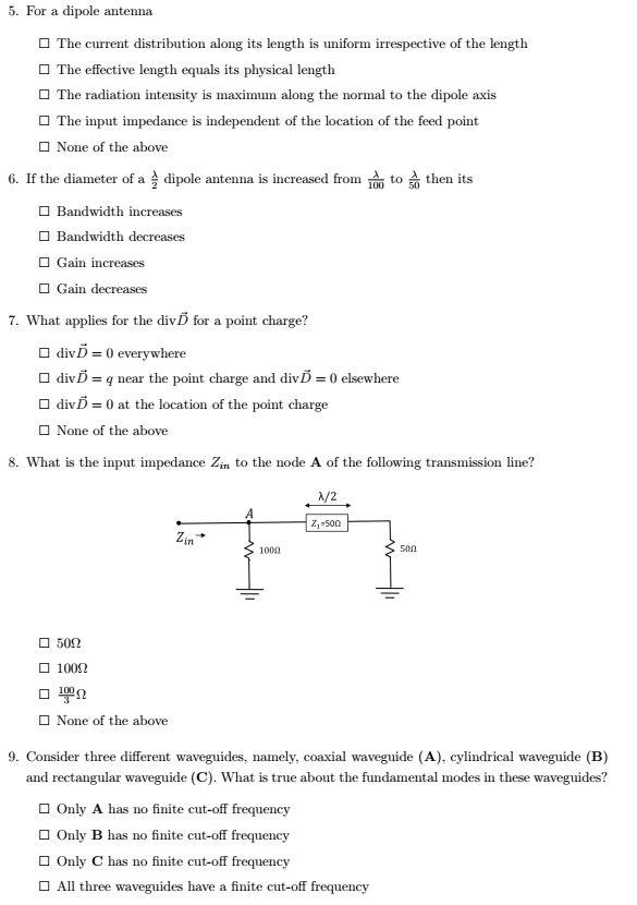 Solved 5. For a dipole antenna The current distribution