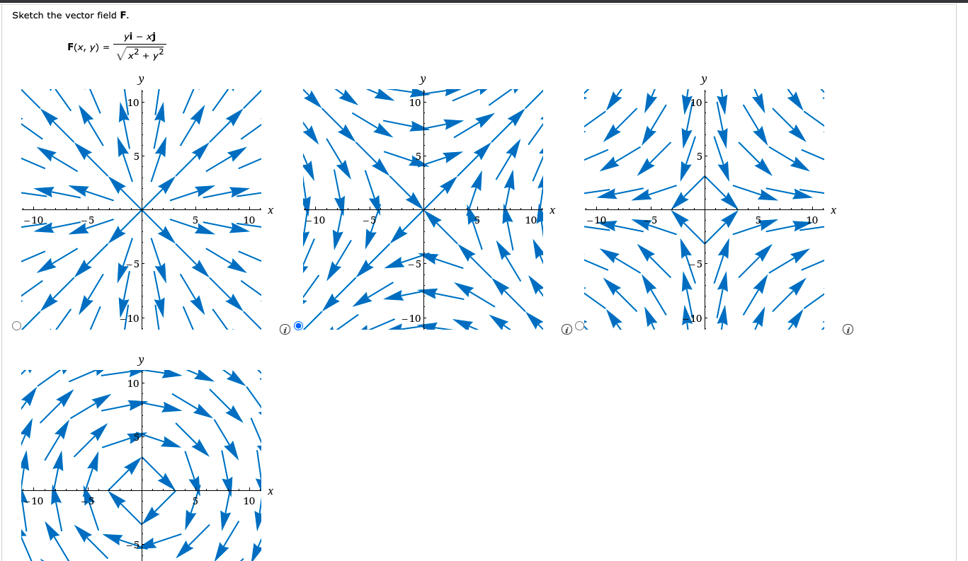 Solved Sketch The Vector Field F F X Y Yi Xj X2 Y2