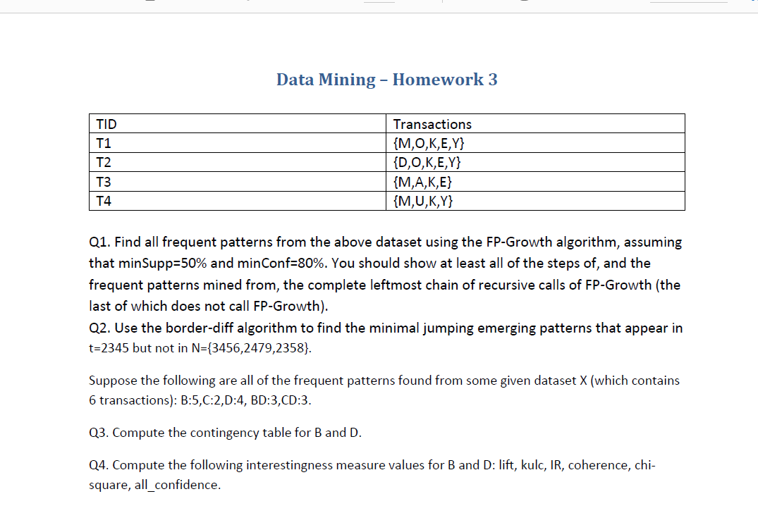 data mining homework help