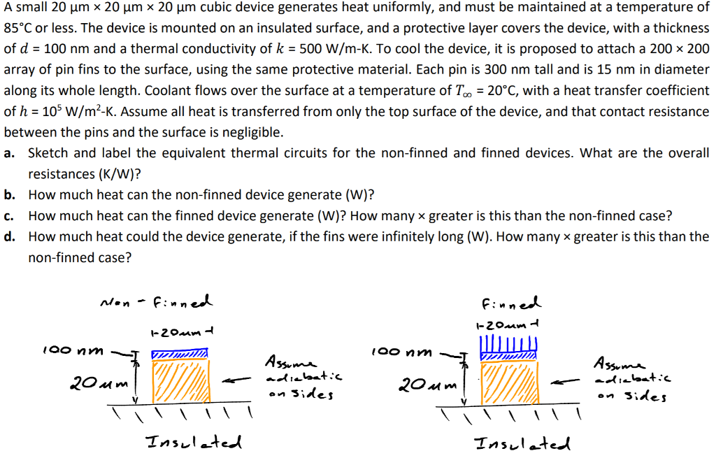 A small 20 um 20 um 20 um cubic device generates heat | Chegg.com