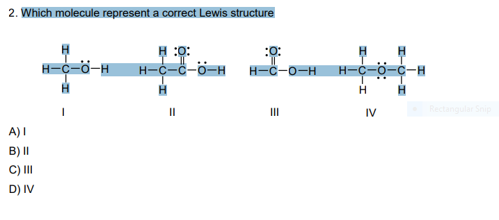 Solved Which molecule represent a correct Lewis structure H | Chegg.com