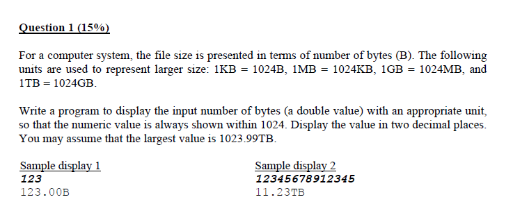 Solved Question 1 (15%) For a computer system, the file size | Chegg.com