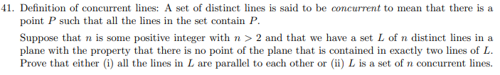 Solved 1. Definition of concurrent lines: A set of distinct | Chegg.com