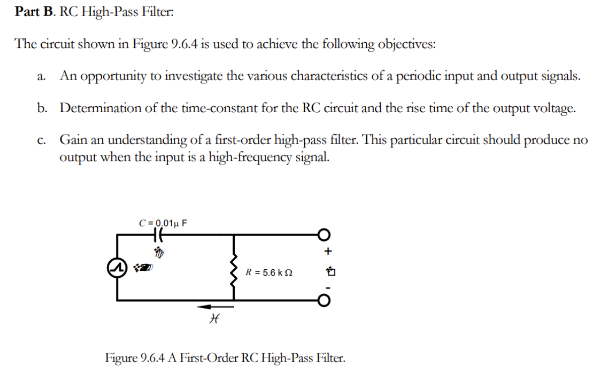 Part B. Rc High-pass Filter: The Circuit Shown In 