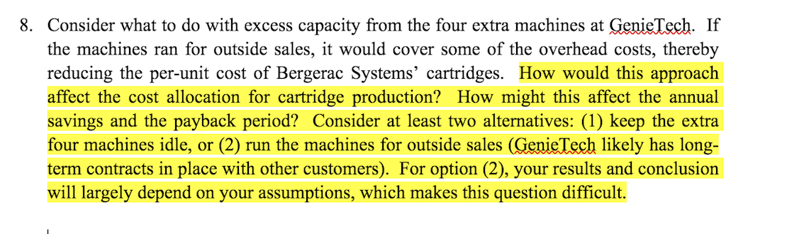 Solved Consider what to do with excess capacity from the | Chegg.com