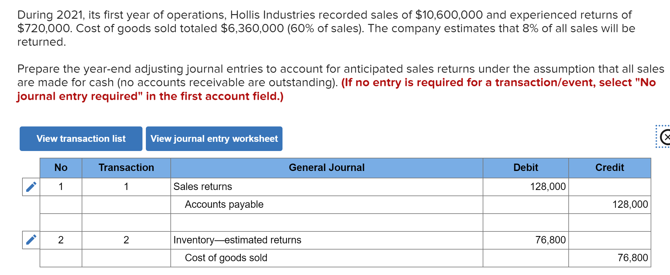 Solved On transaction 1 the journal entry "Accounts Payable"