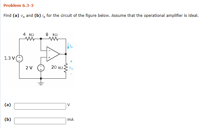 Solved Problem 6.3-3 Find (a) V. And (b) I, For The Circuit | Chegg.com