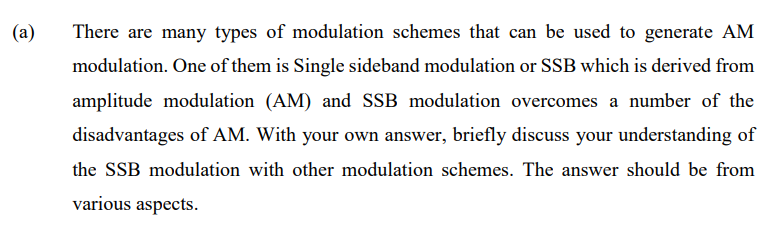 Solved (a) There are many types of modulation schemes that | Chegg.com