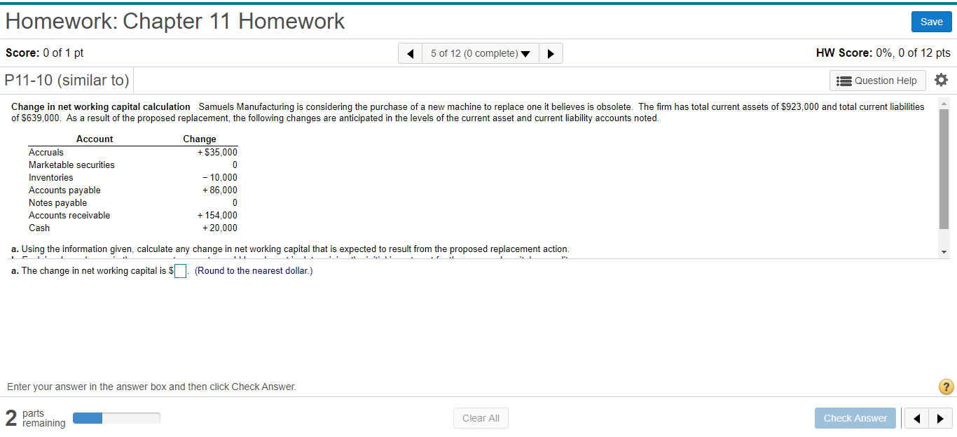 Solved Homework: Chapter 11 Homework Save Score: 0 of 1 pt 5 | Chegg.com