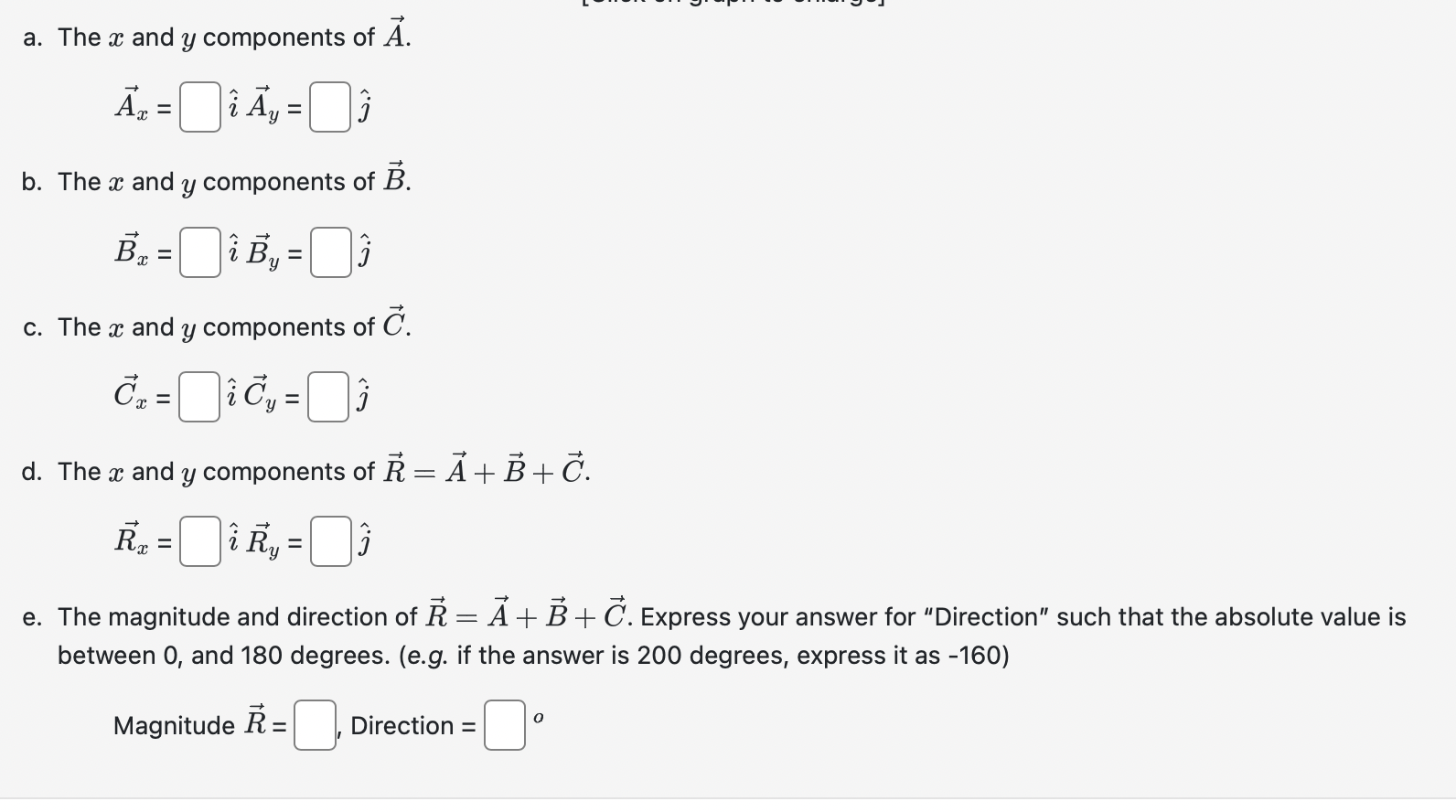 Solved ya. The x and y components of A. Ax=i^Ay=j^ b. The x | Chegg.com
