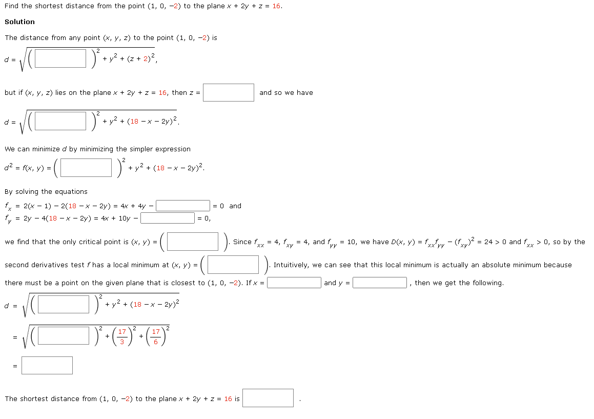 Solved Find the shortest distance from the point (1,0,−2) to | Chegg.com