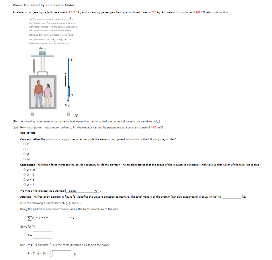 Solved Power Delivered By An Elevator Motor An Elevator Car | Chegg.com