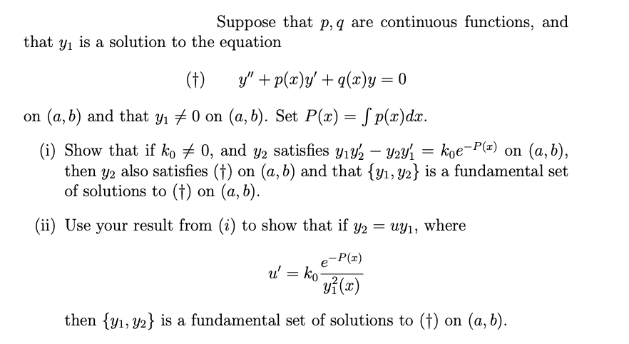 Solved Suppose That P Q Are Continuous Functions And Tha Chegg Com
