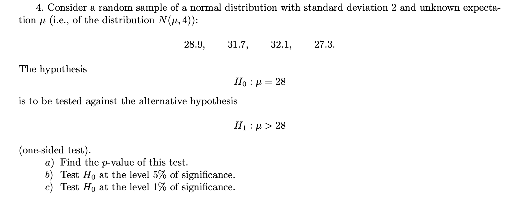 Solved 4. Consider a random sample of a normal distribution | Chegg.com