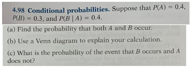 Solved 4.98 Conditional Probabilities. Suppose That P(A) | Chegg.com