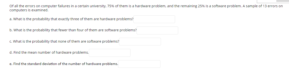 Solved Of all the errors on computer failures in a certain | Chegg.com