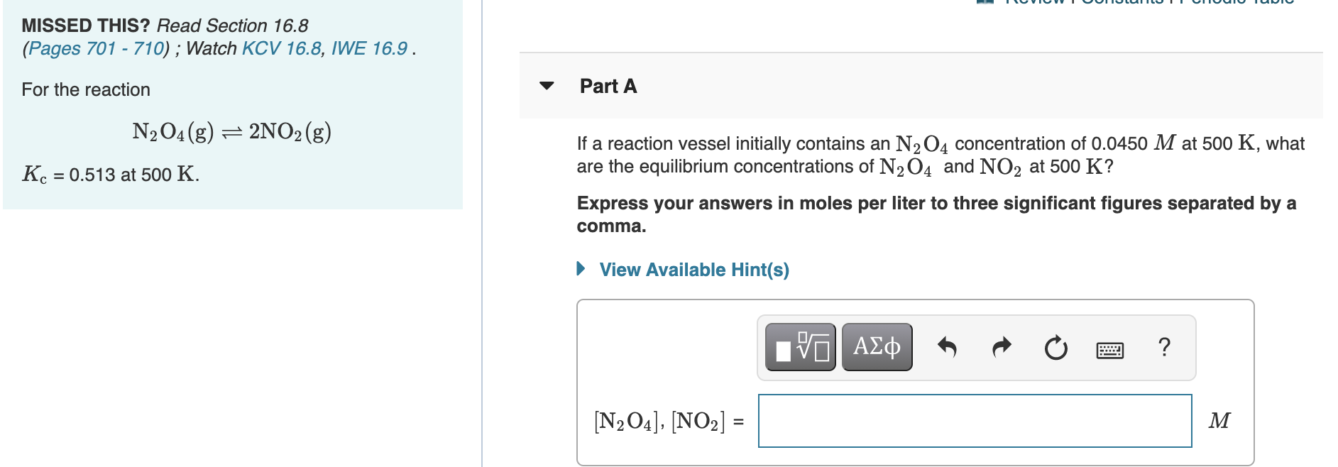 Solved Consider The Following Reaction: Part A Consider The | Chegg.com