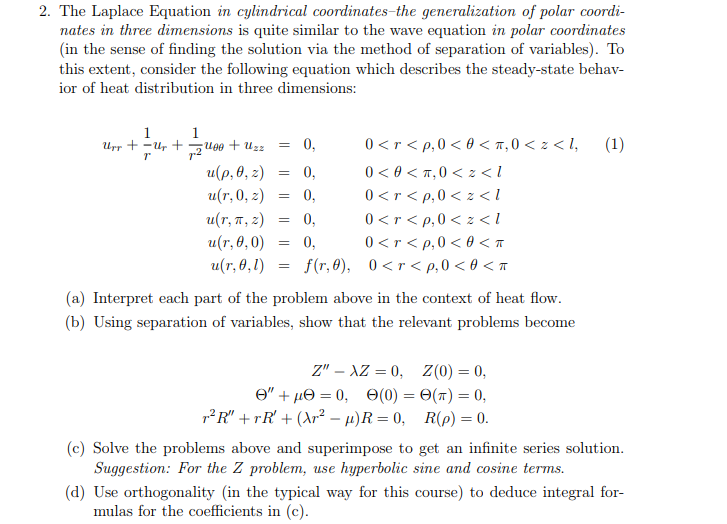 2. The Laplace Equation in cylindrical | Chegg.com