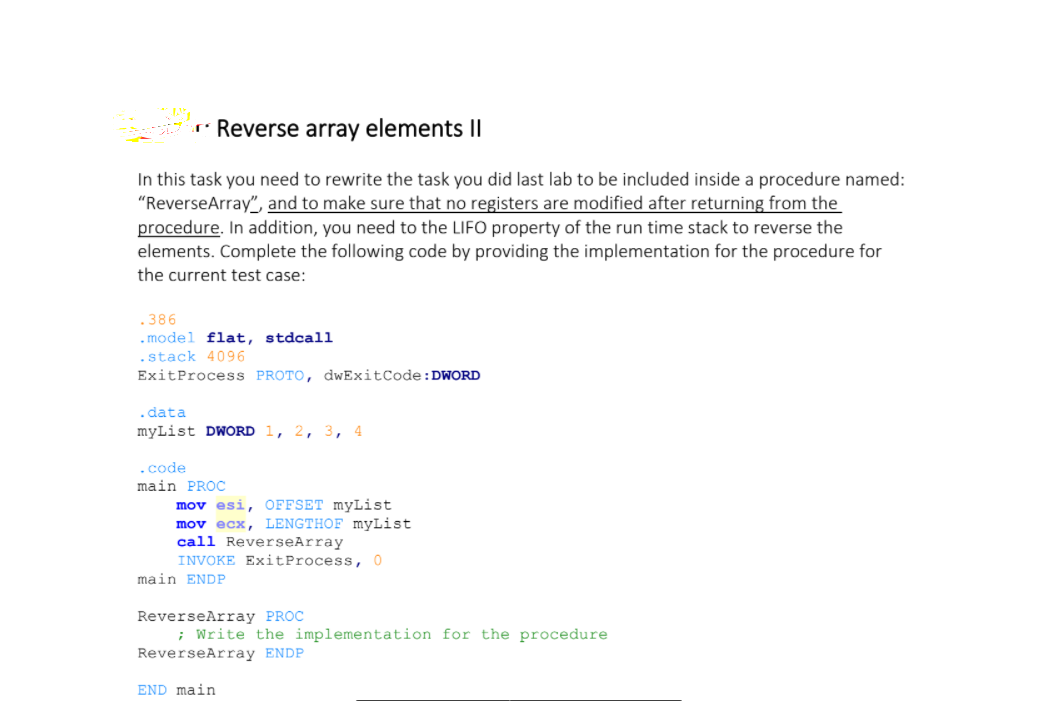 Solved r. Reverse array elements II In this task you need to | Chegg.com