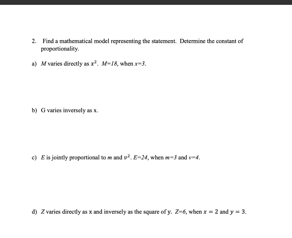 2 Find A Mathematical Model Representing The Chegg Com