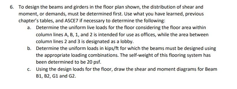 Solved 6. To design the beams and girders in the floor plan | Chegg.com