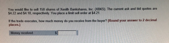 Solved You would like to sell 150 shares of Xenith | Chegg.com