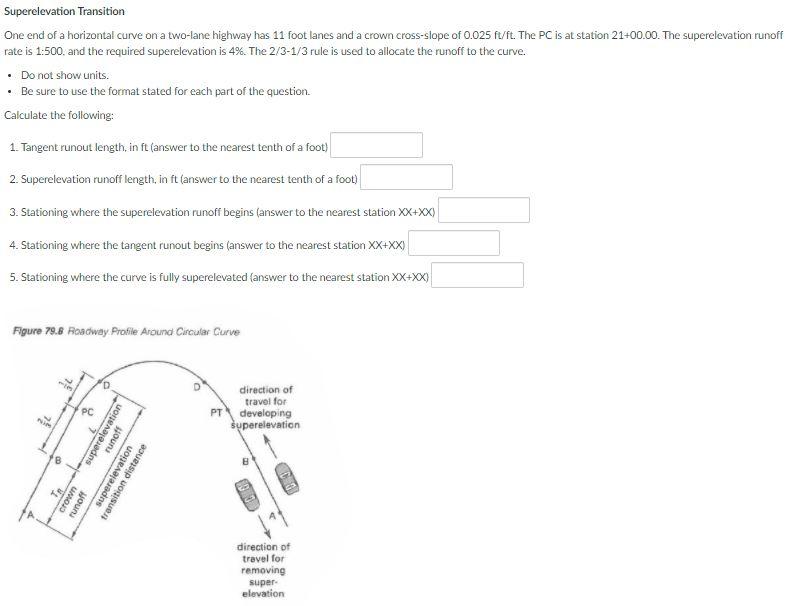 Superelevation Transition One End Of A Horizontal | Chegg.com