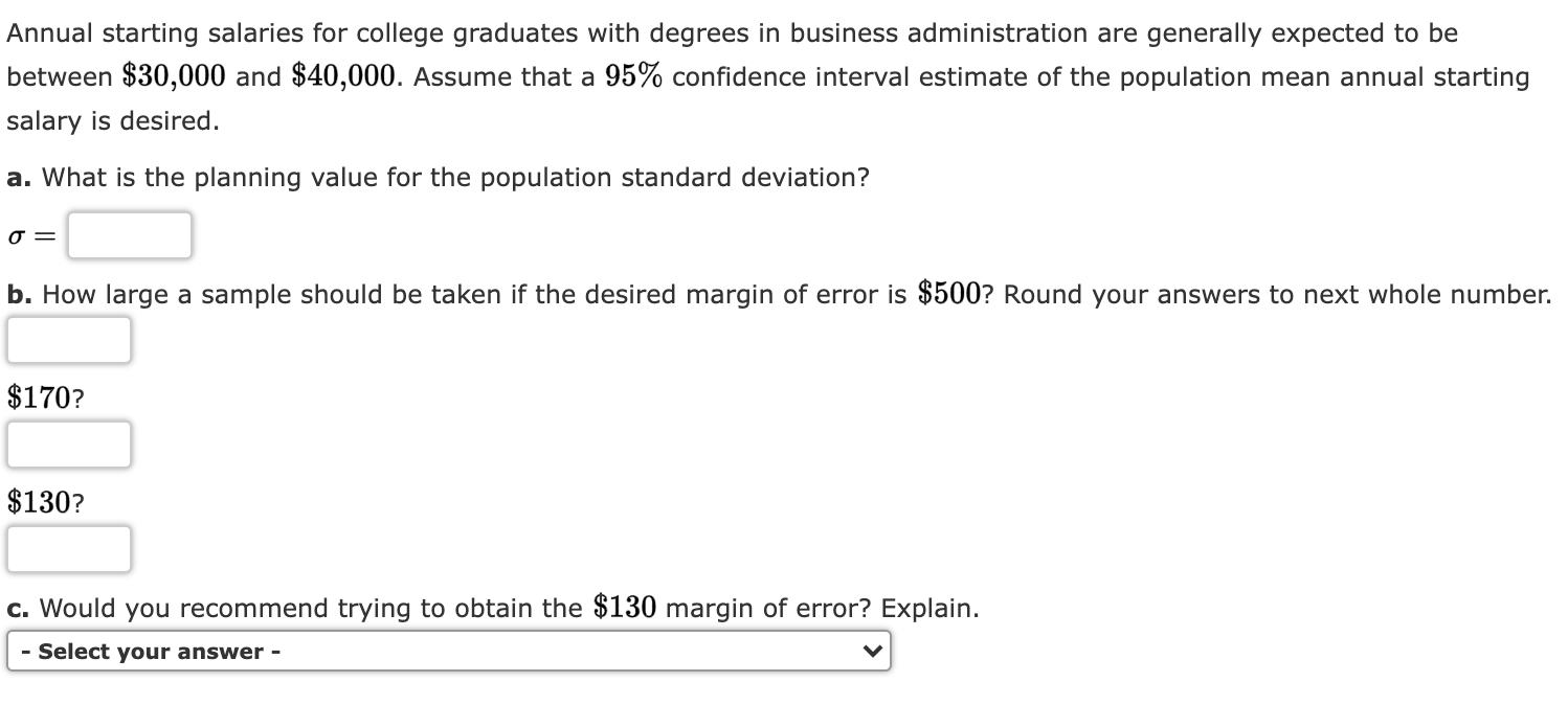 Solved Annual Starting Salaries For College Graduates With | Chegg.com