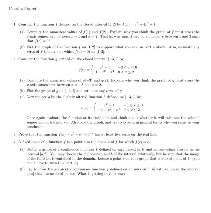 Solved Calculus Project 1 Consider The Function F Defined 3210