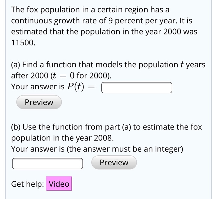 Solved The fox population in a certain region has a | Chegg.com