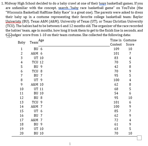 Solved Age N 1. Midway High School decided to do a baby