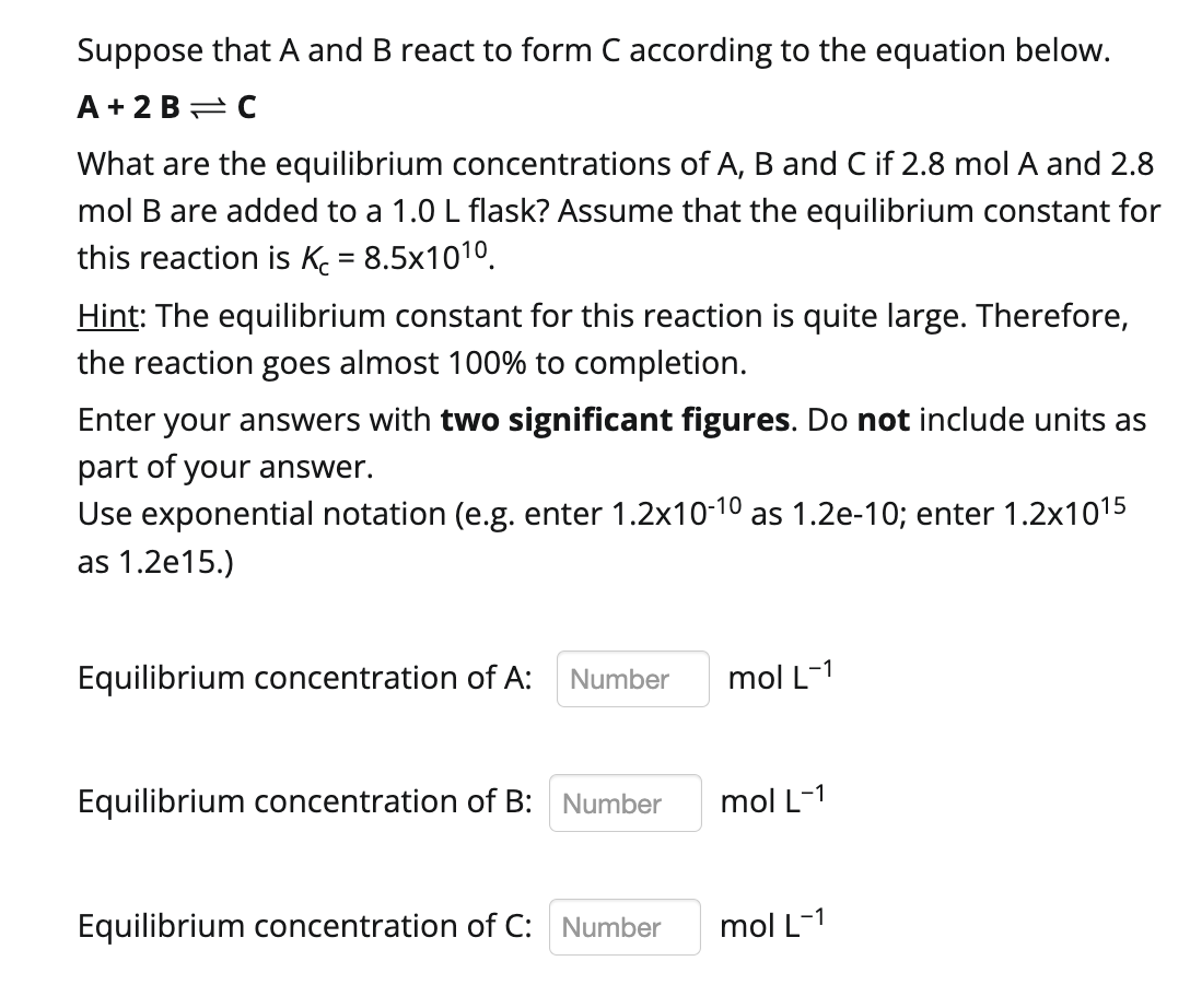 Solved Suppose That A And B React To Form C According To The | Chegg.com