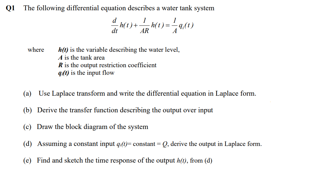 Solved Q1 The Following Differential Equation Describes A | Chegg.com